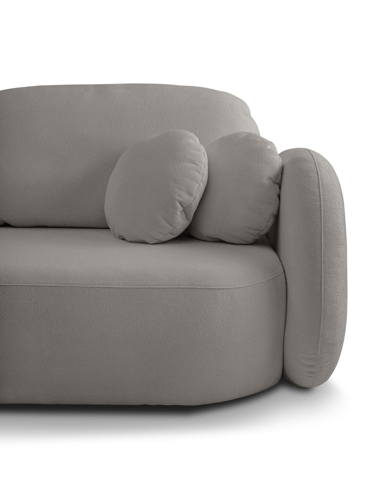 BETTSOFA AMICO Grau Bucle-Stoff mit Schlaffunktion - Grau, Holz (238/86.5/101cm) - MASSENO