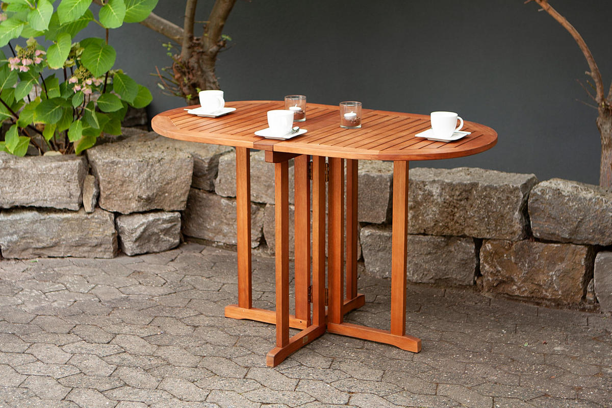 GARTENTISCH Nancy oval klappbar Klapptisch - Braun, Holz (120/70/73cm) - DELUKE