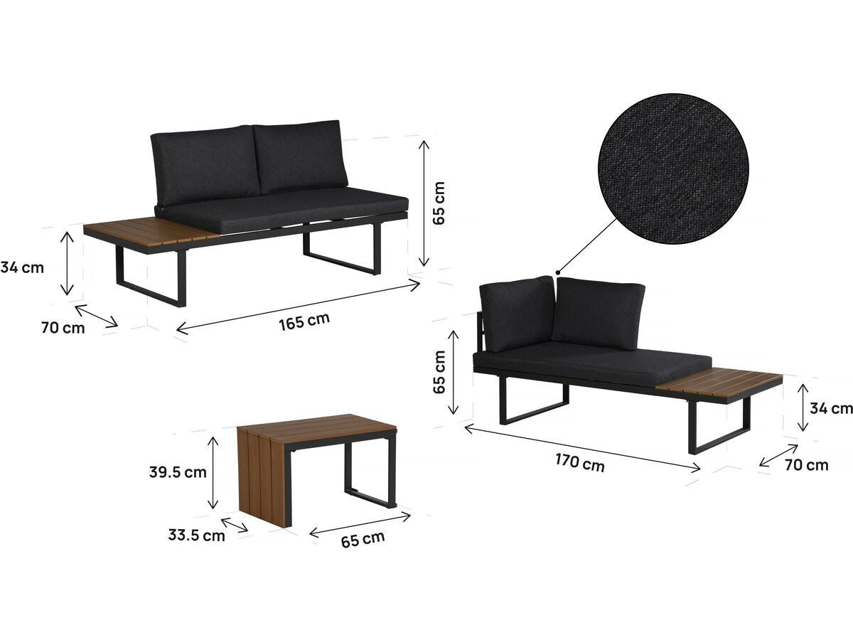 LOUNGEGARNITUR Sylva 4-Sitzer Grau - Grau, Metall - Habitat Garten