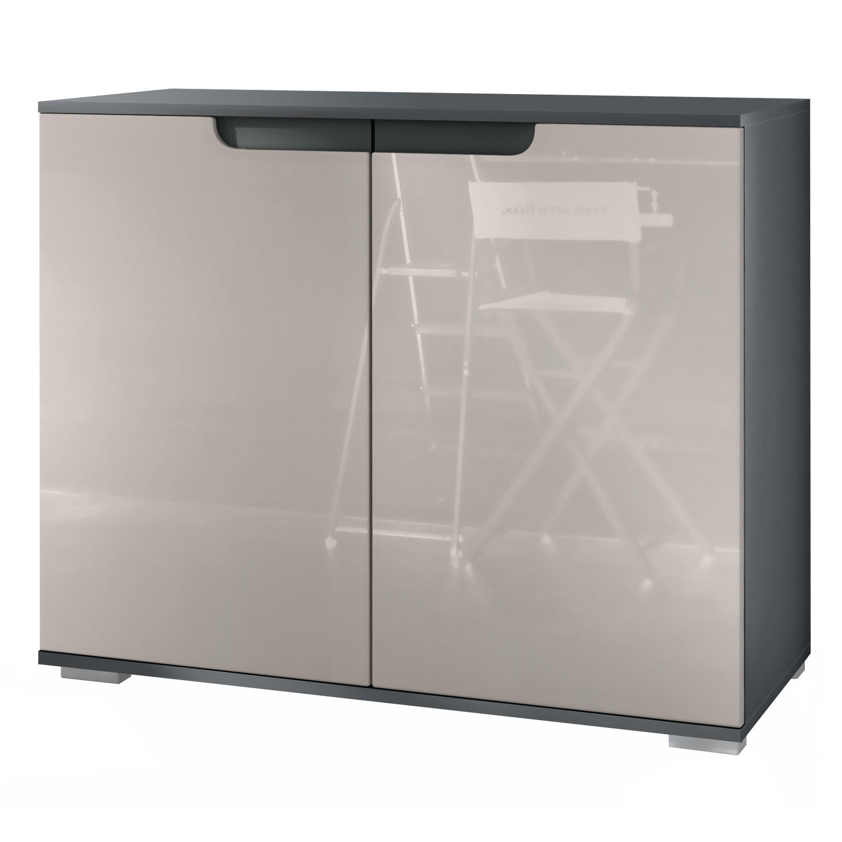 KOMMODE Sylt Sandgrau Hochglanz - Sandfarben, Holzwerkstoff (92.5/75.5/35cm) - Vladon