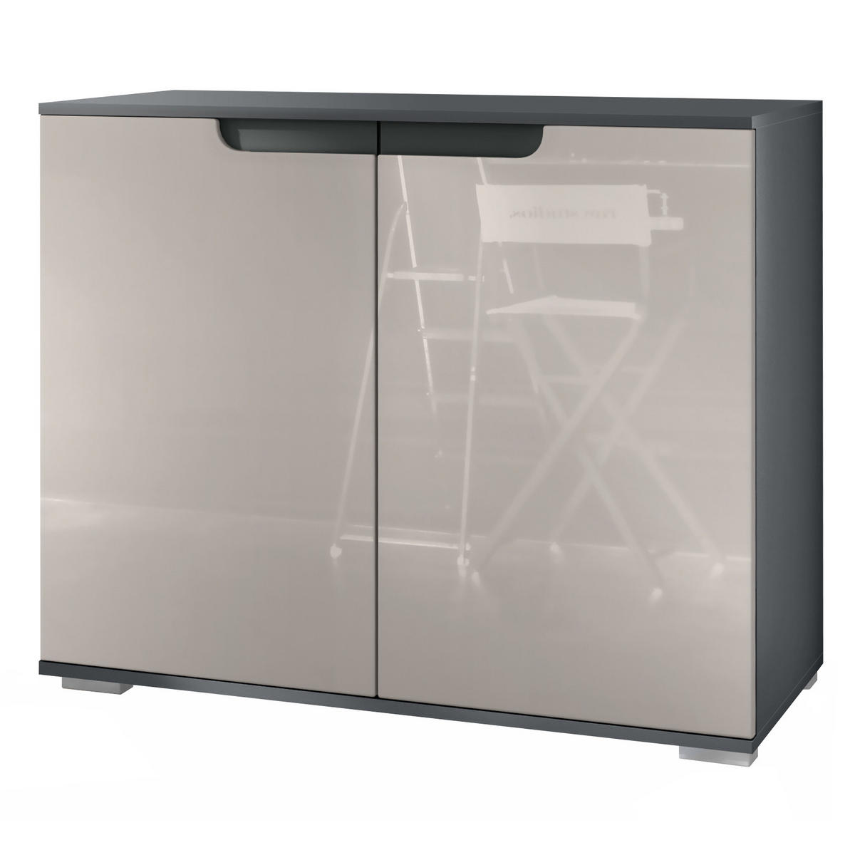 KOMMODE Sylt Sandgrau Hochglanz - Sandfarben, Holzwerkstoff (92.5/75.5/35cm) - Vladon