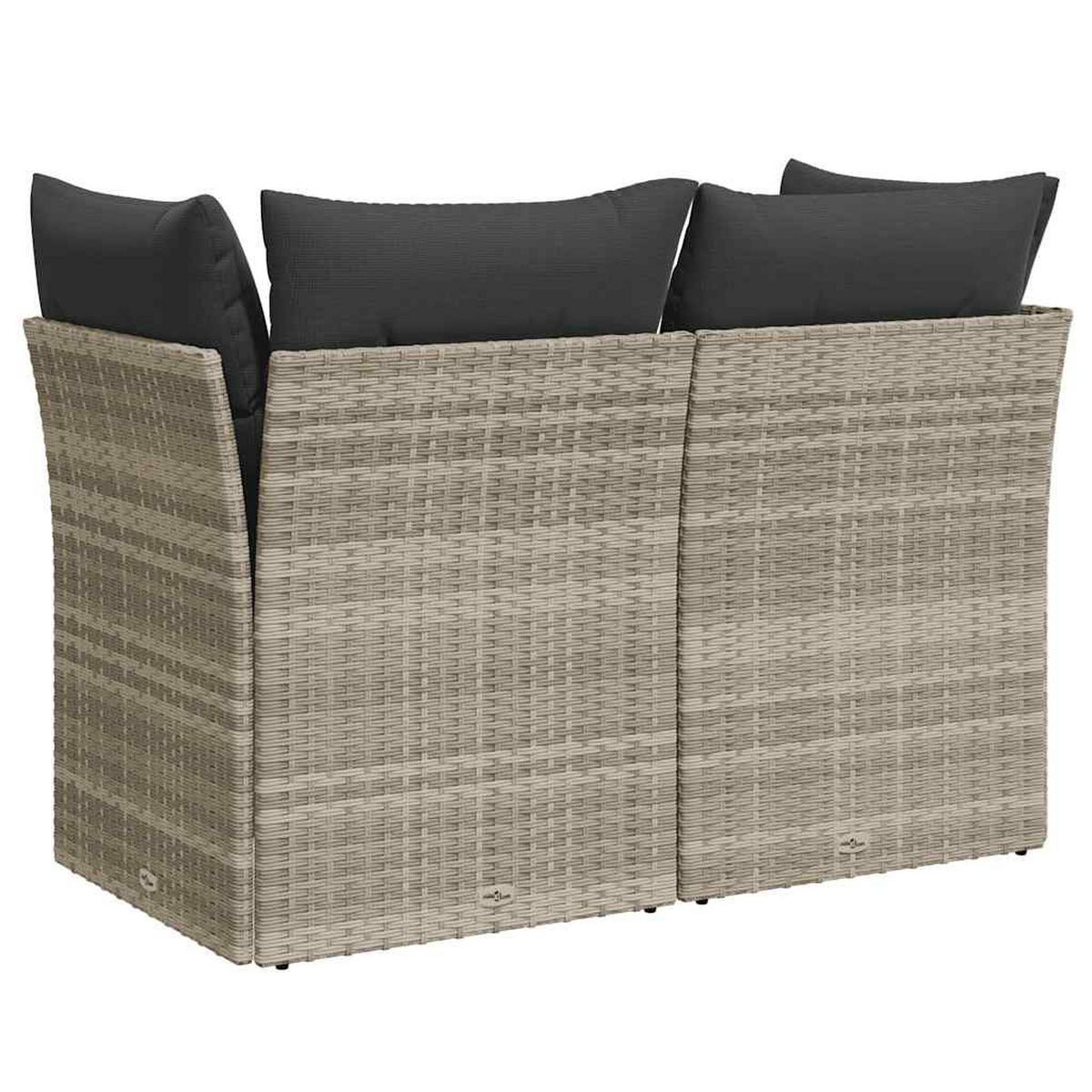 GARTENSOFA Mit Kissen 2-Sitzer Hellgrau Poly Rattan - Grau, Kunststoff (124/69/62cm) - vidaXL