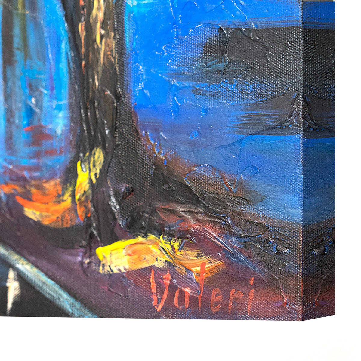 GEMÄLDE Nachts in Paris auf Keilrahmen 140x100 cm - Blau, Holz (140/100cm) - YS-art gallery