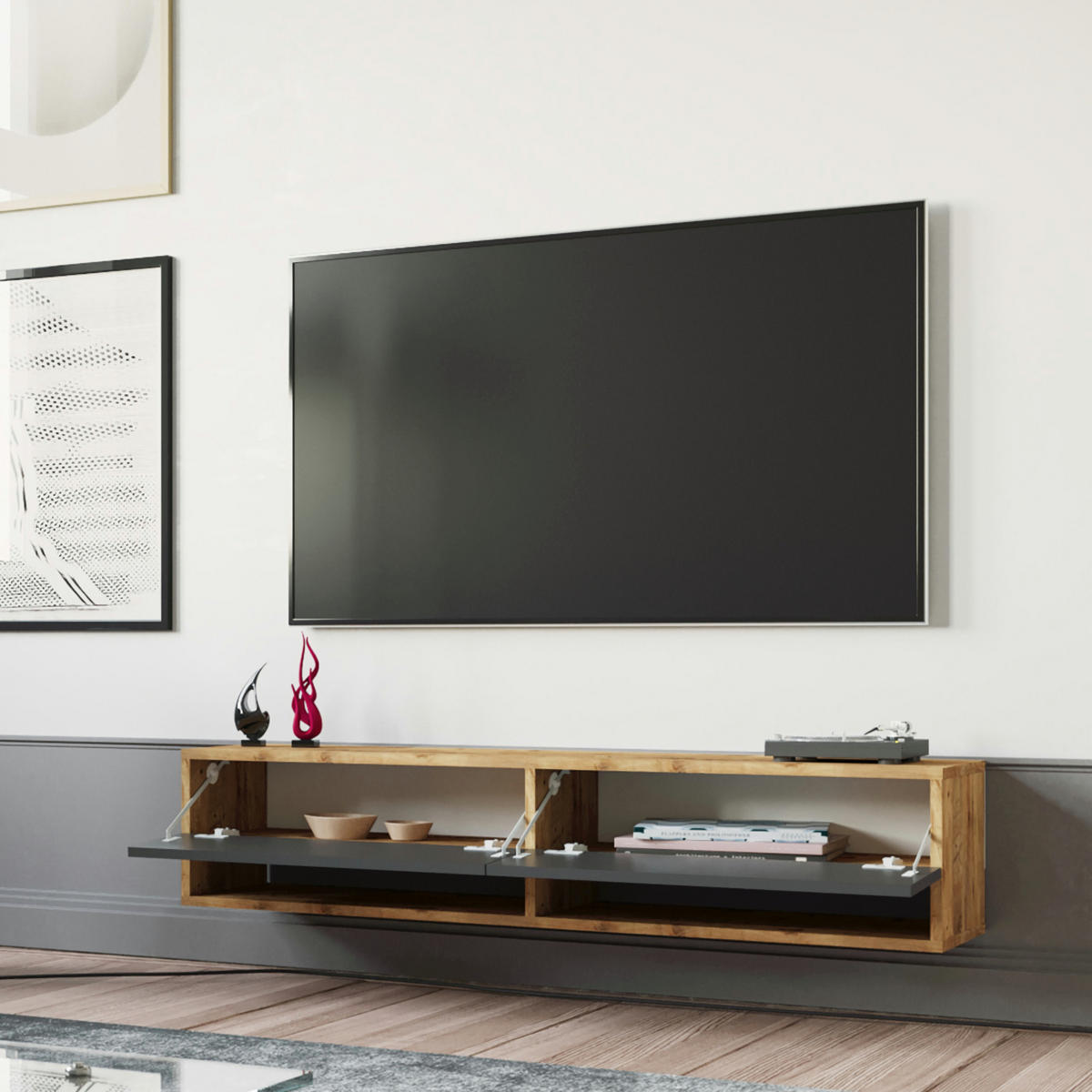 TV-ELEMENT Laitila - Anthrazit, Holzwerkstoff (140/29.5/31.5cm) - [en.casa]
