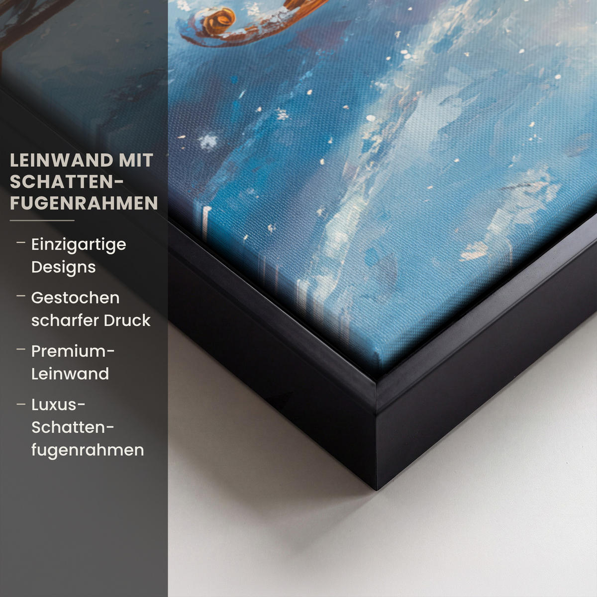 LEINWAND Bilder mit Rahmen - Weihnachtsmann - Rentier - Weihnachten - Schnee - 70x100 - Cognac, Textil (70/100cm) - MuchoWow