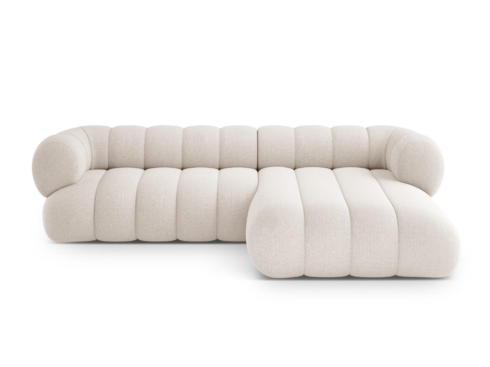 ECKSOFA Koge aus Chenille-Stoff leichtes beige 5 Sitzplätze - Creme, Textil (165/270cm) - Cosmopolitan Design