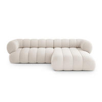 ECKSOFA Koge aus Chenille-Stoff leichtes beige 5 Sitzplätze - Creme, Textil (165/270cm) - Cosmopolitan Design