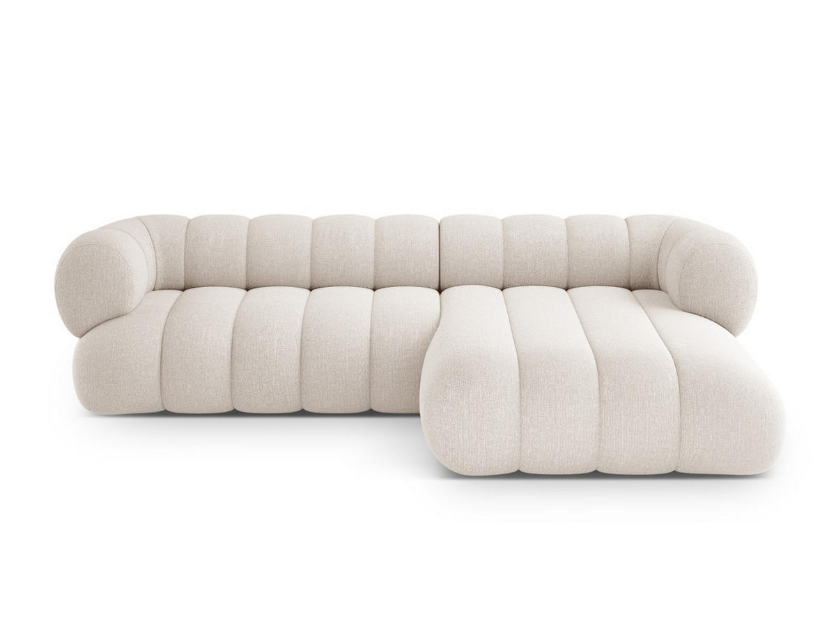 ECKSOFA Koge aus Chenille-Stoff leichtes beige 5 Sitzplätze - Creme, Textil (165/270cm) - Cosmopolitan Design