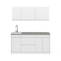 SINGLEKÜCHE R-Line, Weiß/Weiß, 160 cm Arbeitsplatte Satin - Weiß, Holzwerkstoff (160/81.6/60cm) - Vicco