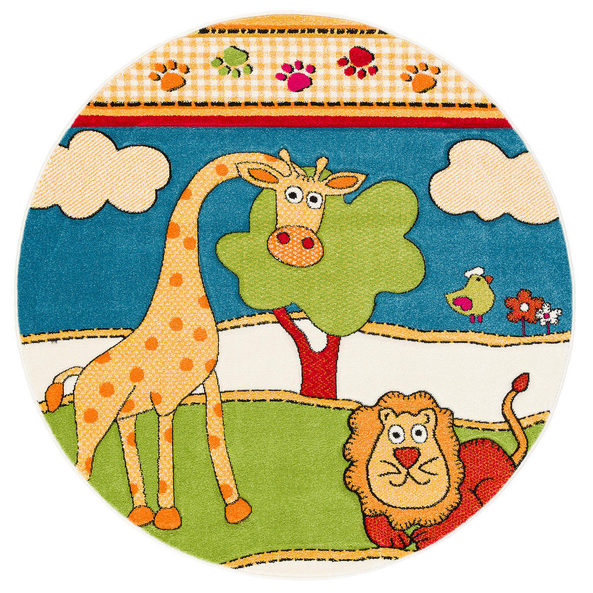 KINDER TEPPICH SAVONA KIDS LUSTIGE ZOOWELT RUND - Multicolor, Textil (200/200cm) - Pergamon