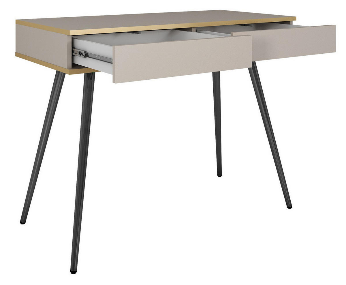 KONSOLENTISCH 100 cm Rodi mit Schublade, Weiß + Gold - Goldfarben/Weiß, Holz (102/80/50cm) - Emporius