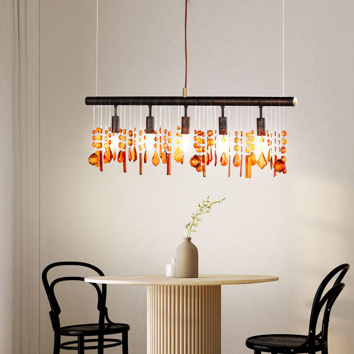 LED HÄNGELEUCHTE Metall Braun Kristall-Optik - Braun, Metall (80/9.8/150cm)