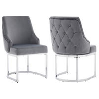ESSZIMMERSTÜHLE 2er-Set Samt Silber Metall Grau - Silberfarben/Grau, Textil (59/89/55cm) - FLIEKS