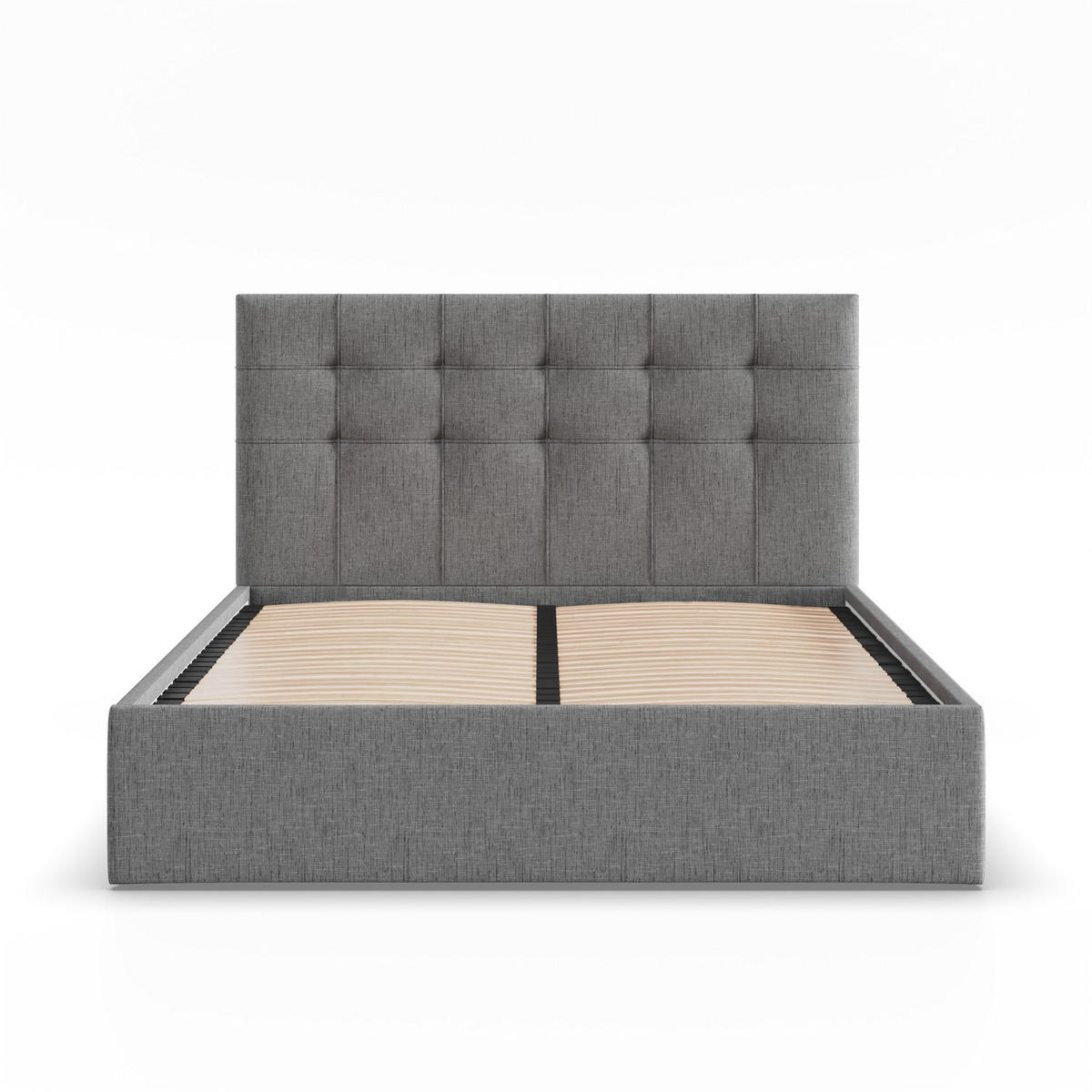 POLSTERBETT MIT KOPFTEIL 140x200 ohne Bettkasten SORIA, Grau - Dunkelgrau, Textil (140/200cm) - Mebligo