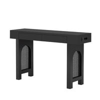 BEISTELLTISCH in Schwarz Konsolentisch mit Schubladen und Steckdosen für Eingangsbereich und Diele, B120/T35.5/H76.5 cm - Schwarz, Holzwerkstoff/Metall (35.5/120/76.5cm) - STILVORA