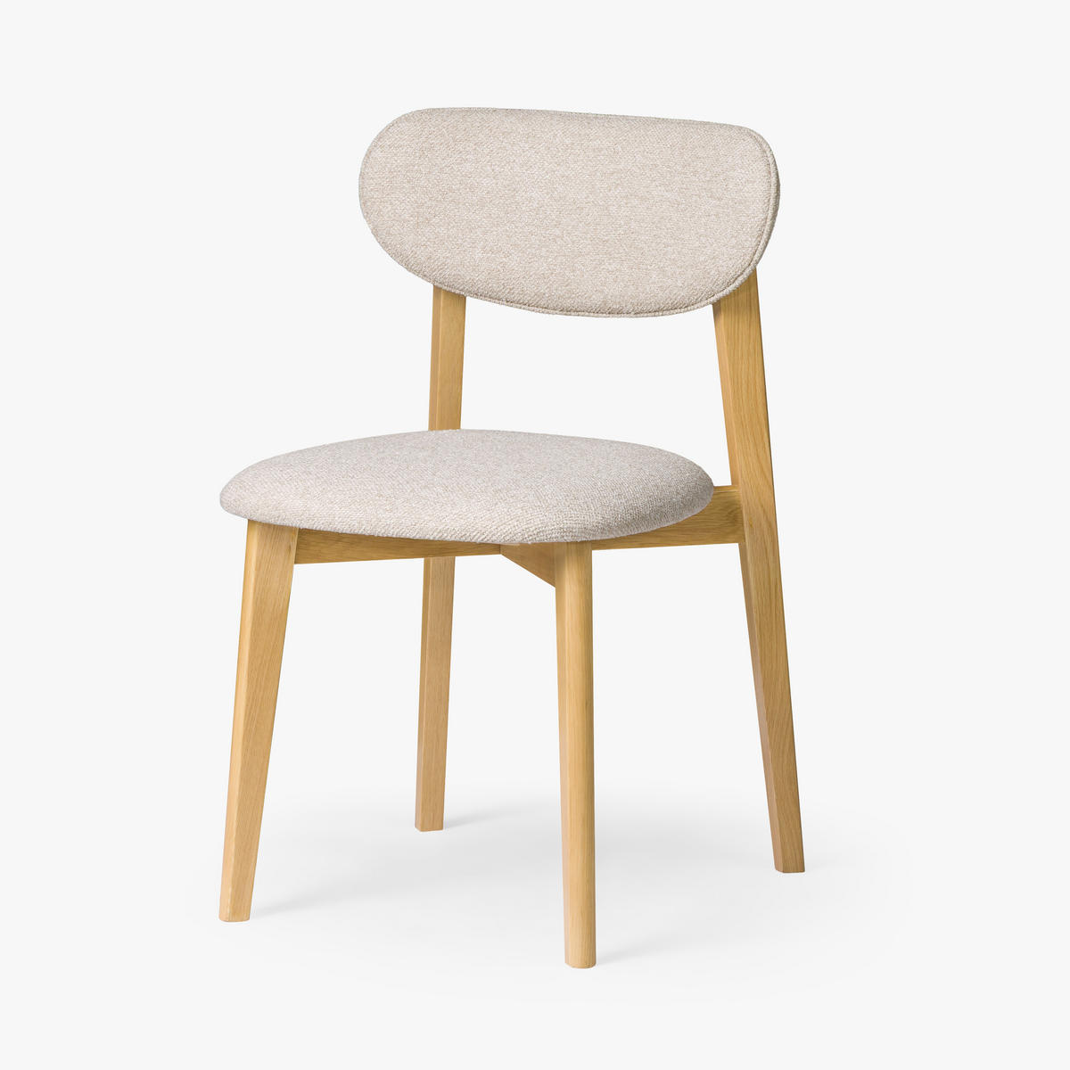 ESSZIMMERSTUHL Theo 2er Set, Natur Eiche + beiger Stoff - Creme, Holz (48.5/79/53.2cm) - WOODEK