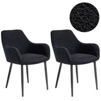 ESSZIMMERSTUHL 2er-Set Bouclé Schwarz Alden - Schwarz, Textil (59/85/61cm) - Beliani