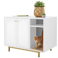 KATZENSCHRANK Kalea,inklusive Kratzmatte, 80 x 52 x 61,5 cm,weiß/gold - Goldfarben/Weiß, Holz (80/61.5/52cm) - tectake