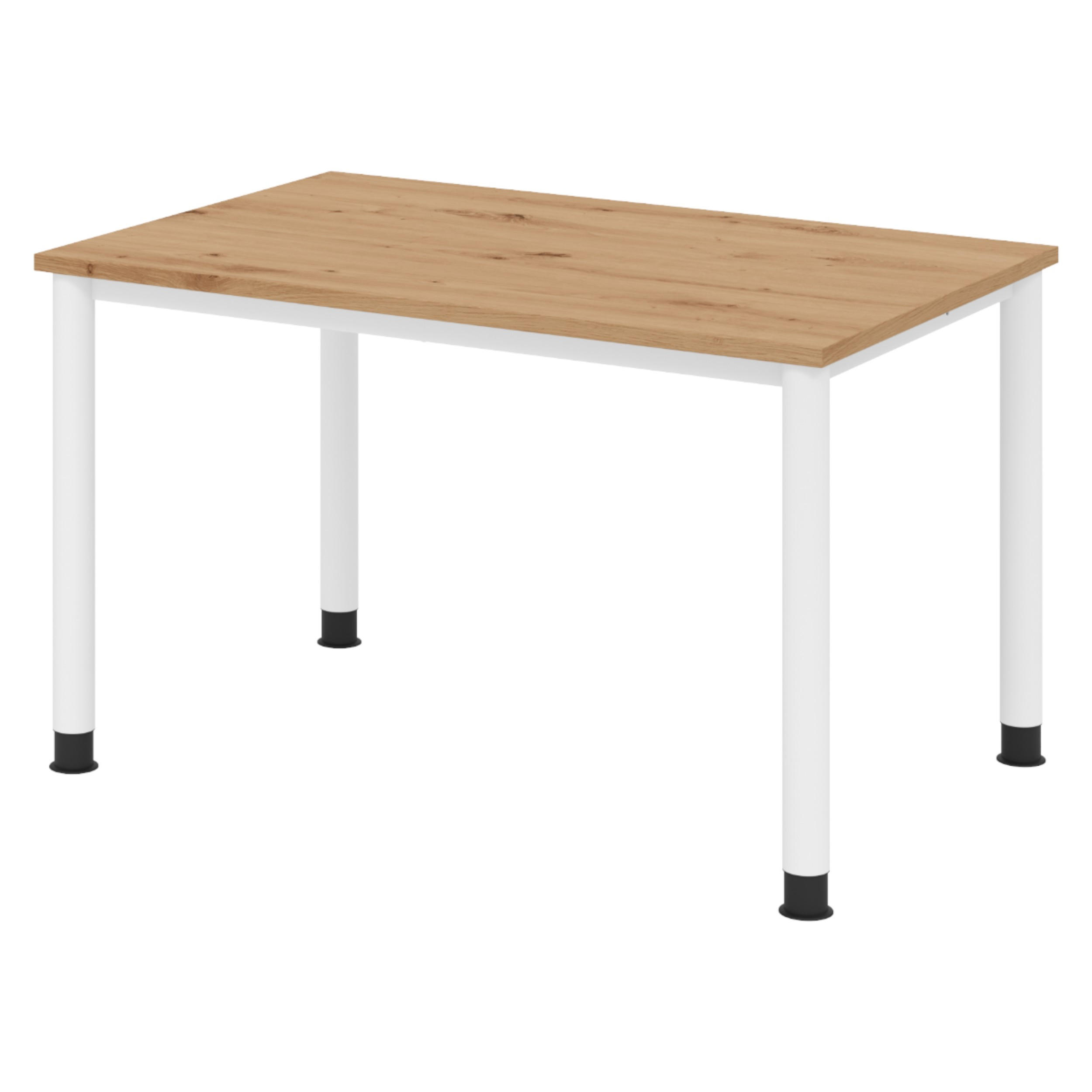 SCHREIBTISCH Serie-H 80/120/74 cm in Wildeiche/Weiß - Wildeiche/Weiß, Holzwerkstoff (80/120/74cm) - bümö