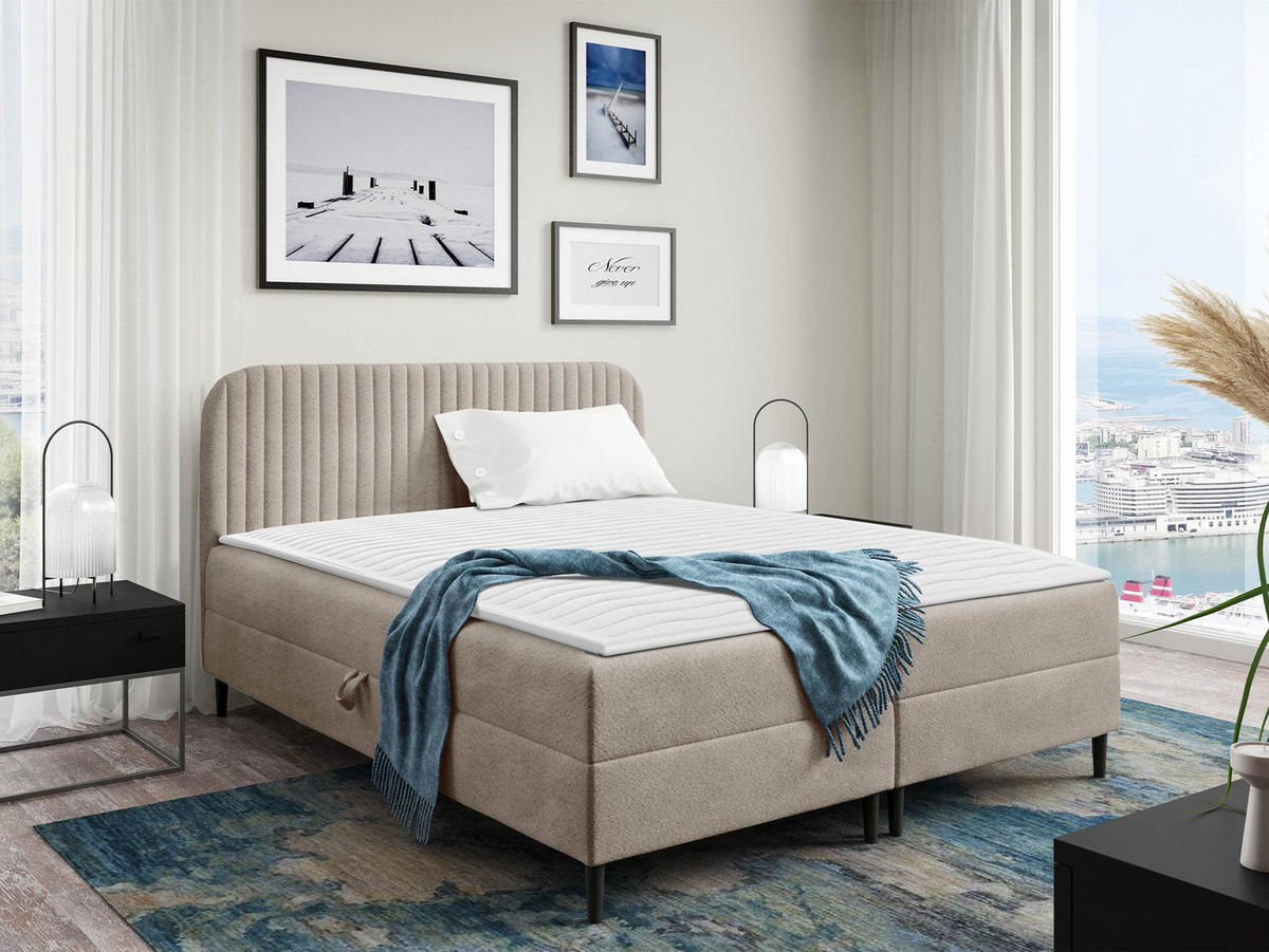 BOXBETT Box Best 1 - H3 - Hellbraun/Schwarz, Holz/Holzwerkstoff (200/200cm) - MIRJAN24