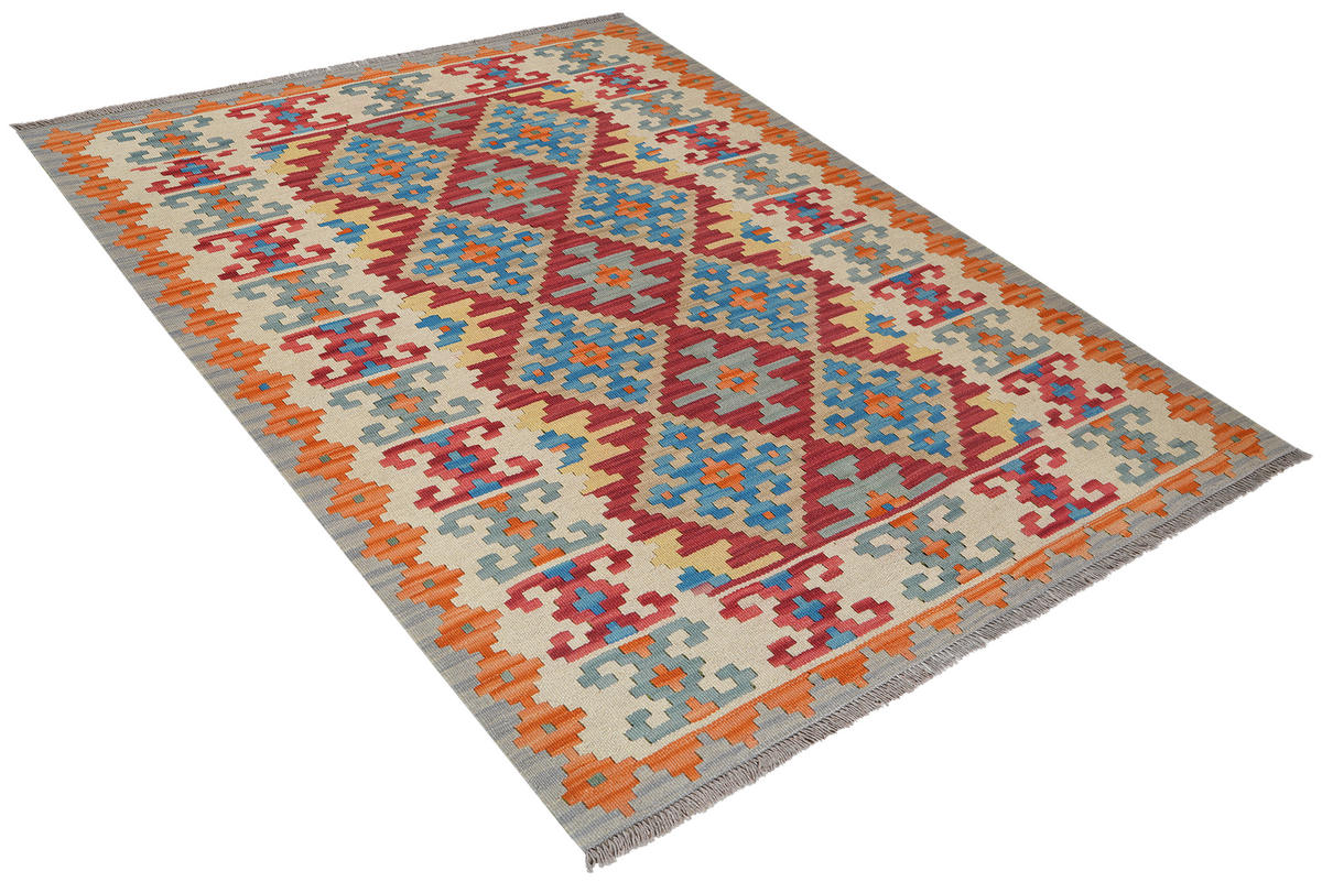 HANDWEBTEPPICH Kelim Gashgai Rot 200/155 cm Schurwolle - Rot, Textil (155/200cm) - Looma