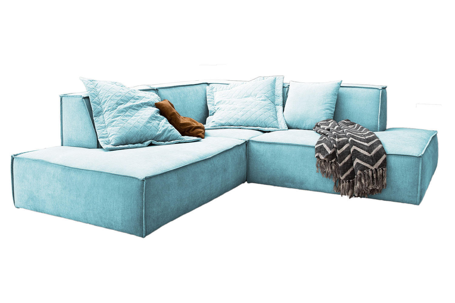 Kawola Ecksofa Hellblau 226x224 cm