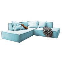 ECKSOFA SAMU Hellblau Webstoff - Schwarz/Hellblau, Textil (226/224cm) - KAWOLA