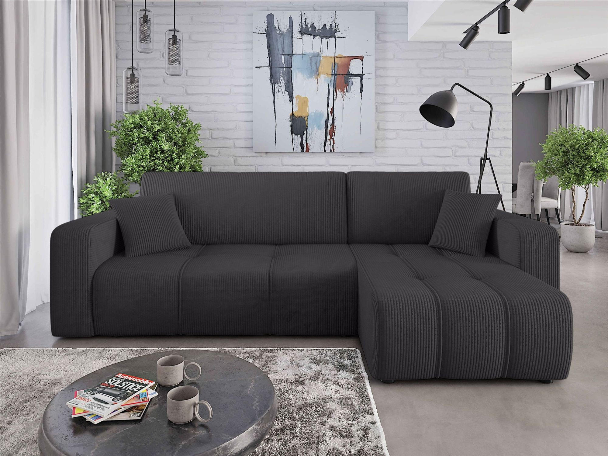 ECKSOFA Dagny Mit Schlaffunktion - Schwarz, Holzwerkstoff/Textil (248/146cm) - Fun Möbel
