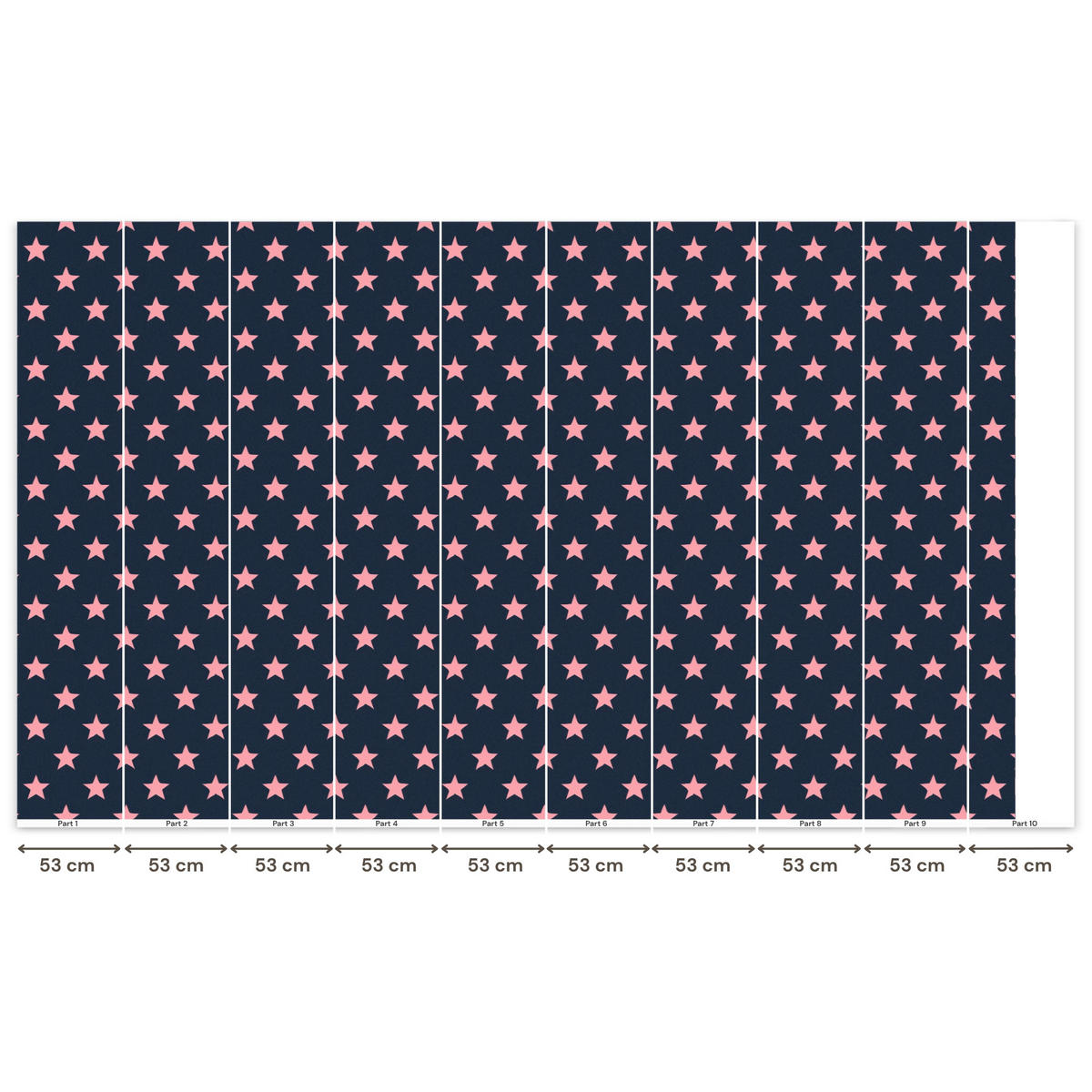 KINDERTAPETE - Muster - Sterne - Rosa - 500x300 cm - Anthrazit, Papier (500/300cm) - OnlyWow