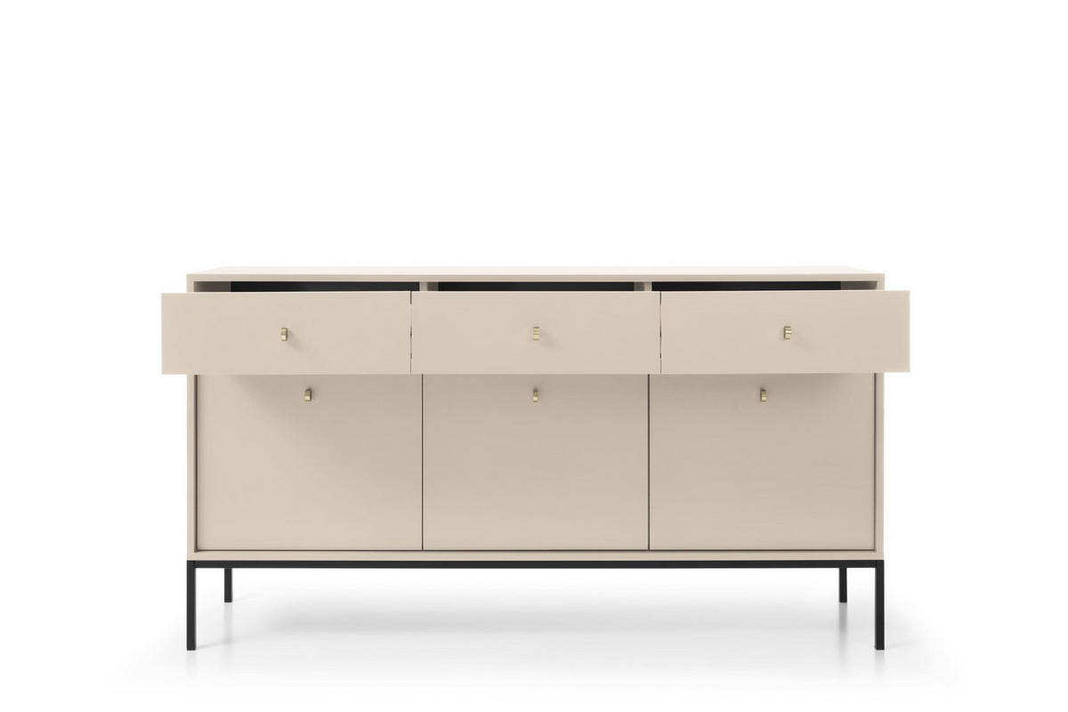 KOMMODE - kommode Melody III 154 Beige + Gold - Beige/Goldfarben, Holzwerkstoff (154/83/39cm) - Möblo