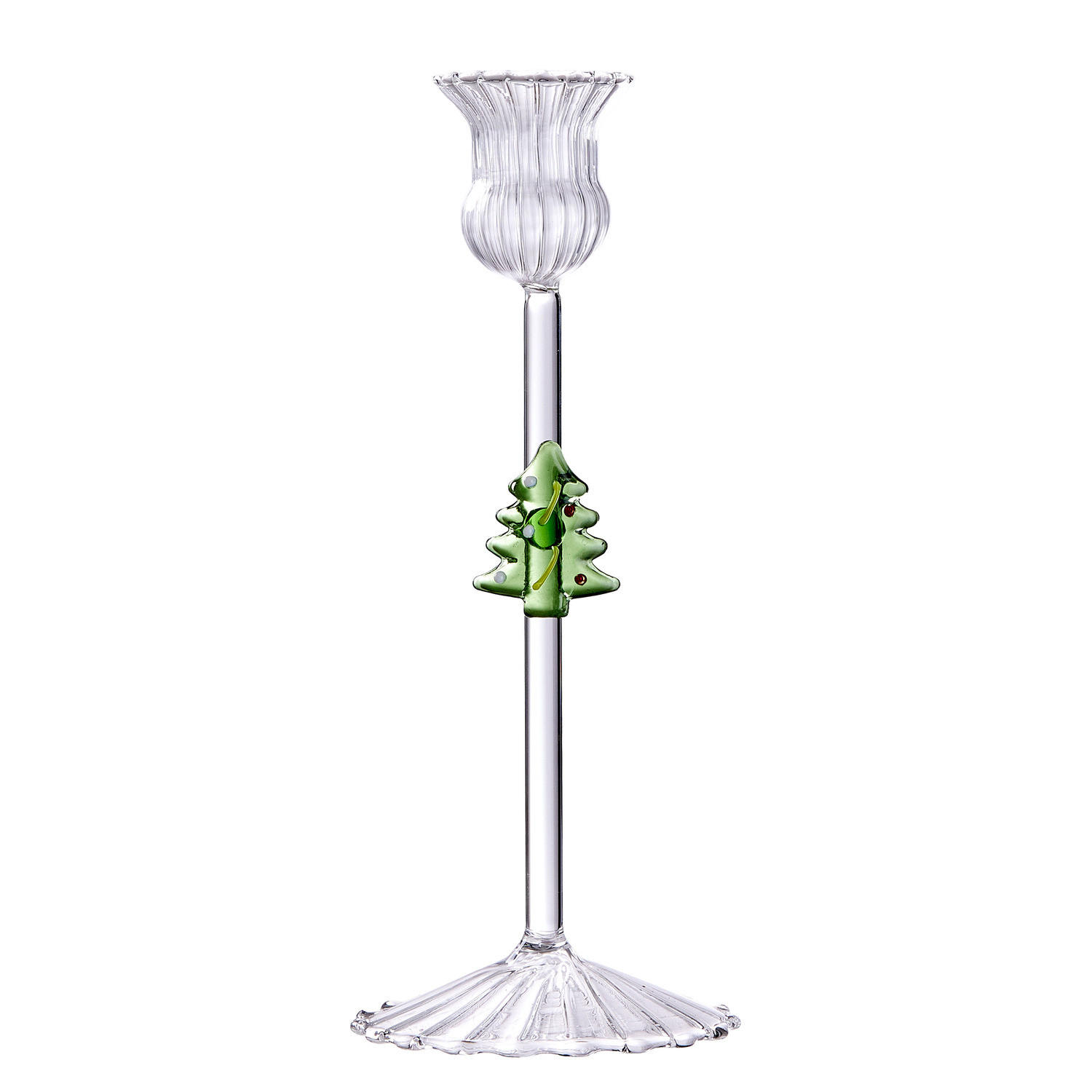 KERZENHALTER Merry & Bright für Stabkerzen mit Tanne - Transparent, Glas (8/20/8cm) - Butlers