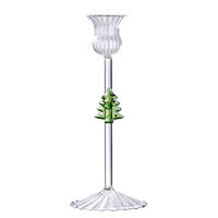 KERZENHALTER Merry & Bright für Stabkerzen mit Tanne - Transparent, Glas (8/20/8cm) - Butlers