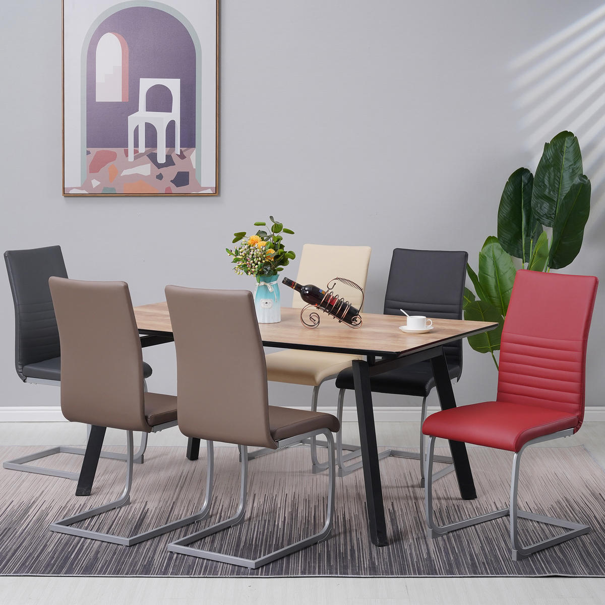 FREISCHWINGER MURANO, 4er Set, beige, kunstleder - Beige, Metall (45/99/59cm) - Albatros