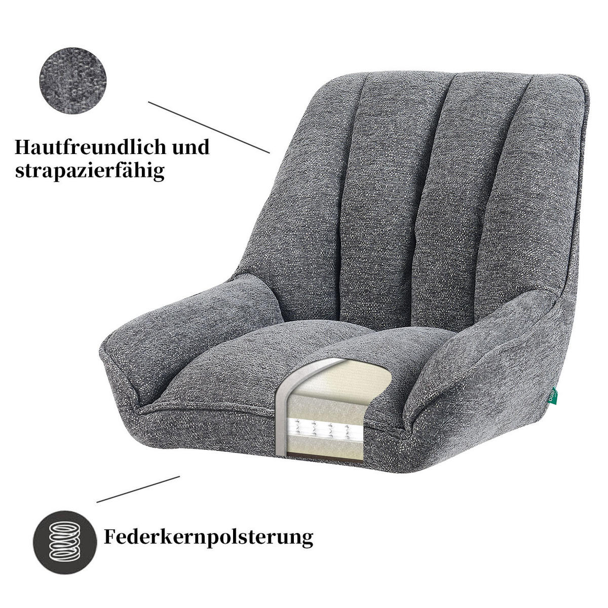 DREHSTUHL Mika-Lio 2er-Set - Nussbaumfarben/Grau, Eichenholz/Holz (60/88/68cm) - DUBI Möbel