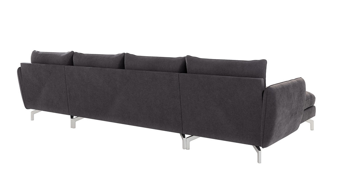 WOHNLANDSCHAFT Elou Graphit Luxusmicrofaser - Chromfarben/Graphitfarben, Textil/Metall (349/87/167cm) - S-Style Möbel