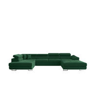 ECKSOFA Falio II U-förmiges Mit Schlaffunktion Und Verstellbaren Kopfstützen Dunkelgrün Links - Dunkelgrün, Holz/Textil (202/345cm) - Kaiser Möbel