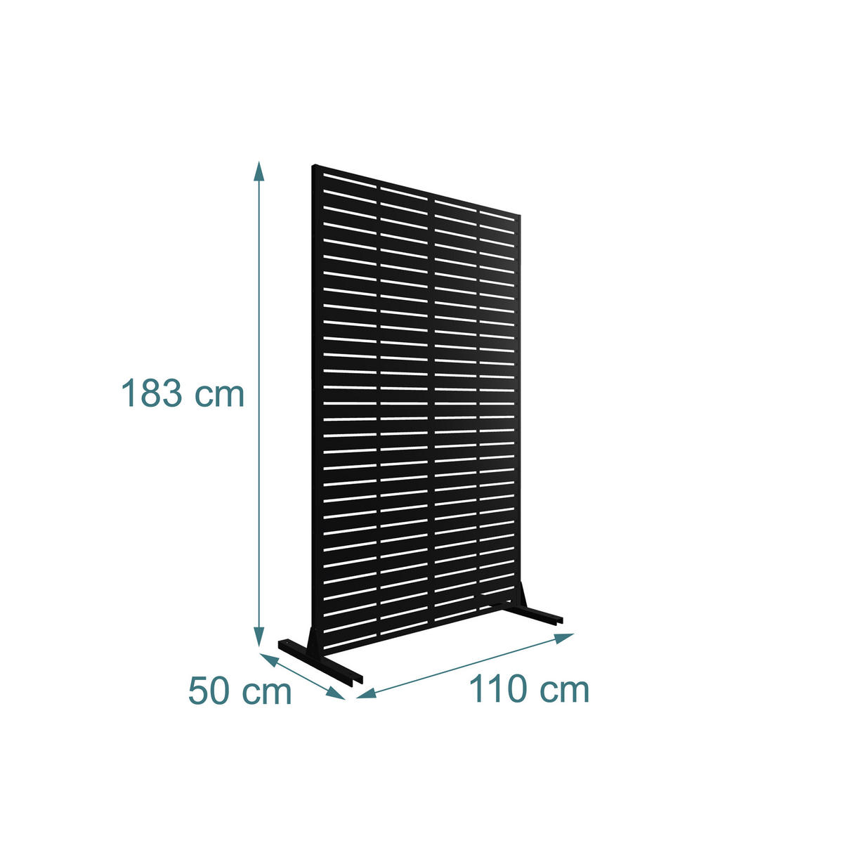 SICHTSCHUTZ Schwarz Metall Lamellen 183x110 cm - Schwarz, Metall (50/183cm) - Relaxdays