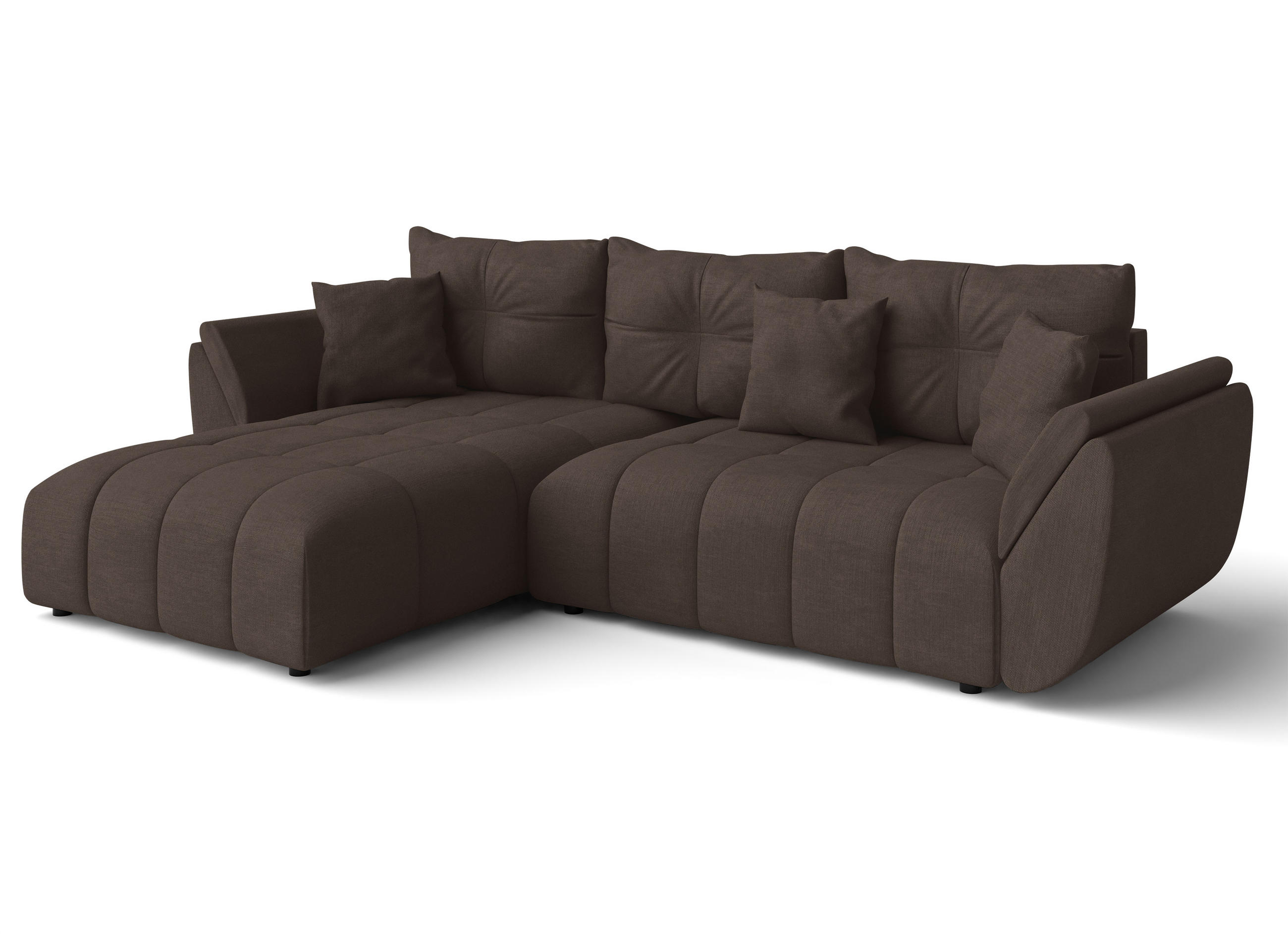 ECKSOFA L Form Verciani Braun 266/190/91 cm mit Schlaffunktion - Schwarz/Braun, Kunststoff/Textil (266/190cm) - AX Living