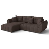 ECKSOFA L Form Verciani Braun 266/190/91 cm mit Schlaffunktion - Schwarz/Braun, Kunststoff/Textil (266/190cm) - AX Living