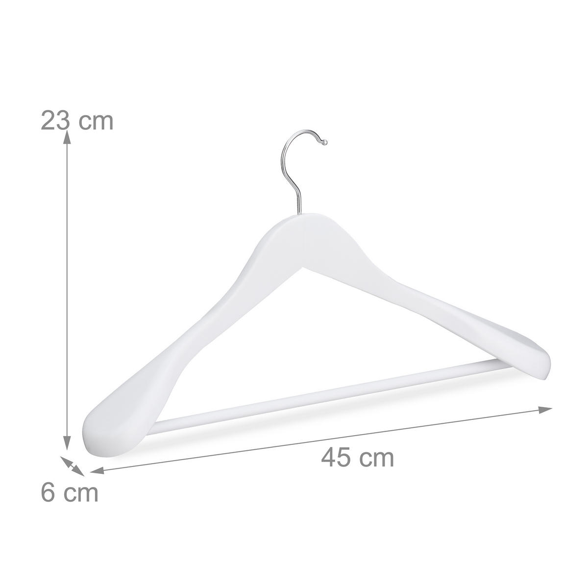 8XVEŠIAKY na oblek - biela, kov/drevo (6cm) - Relaxdays