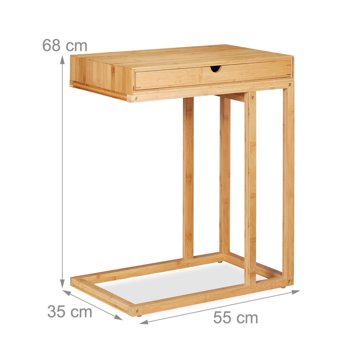 BEISTELLTISCH - Hellbraun, Holz (35/55/68cm) - Relaxdays