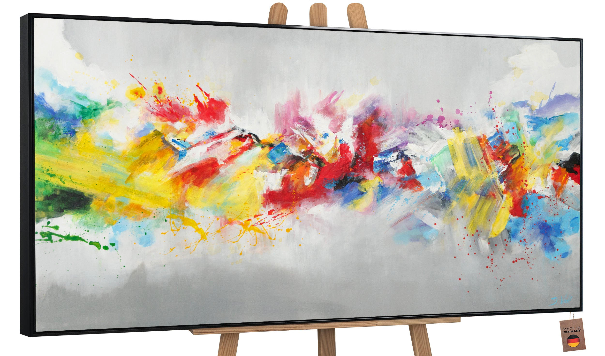 GEMÄLDE Buntes Leben Schattenfugenrahmen Schwarz 160x80 cm - Schwarz, Holz (160/80cm) - YS-art gallery
