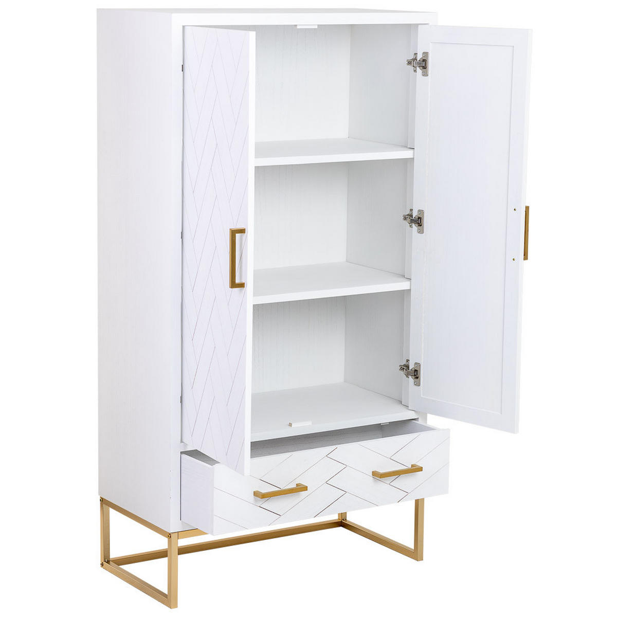 KLEIDERSCHRANK mit 2 türiger aus holz und metall 80x40x150 cm - Weiß, Holz (80/150/40cm) - Wanderlust