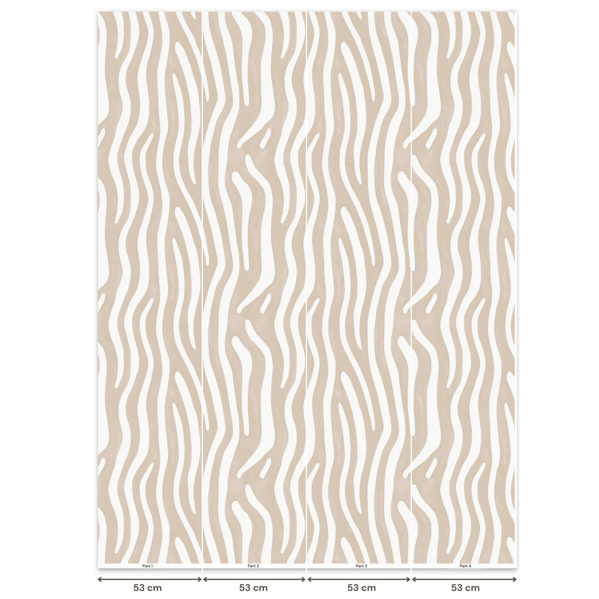 TAPETE - Abstrakt - Zebra - Beige - 200x280 cm - Beige, Papier (200/280cm) - OnlyWow