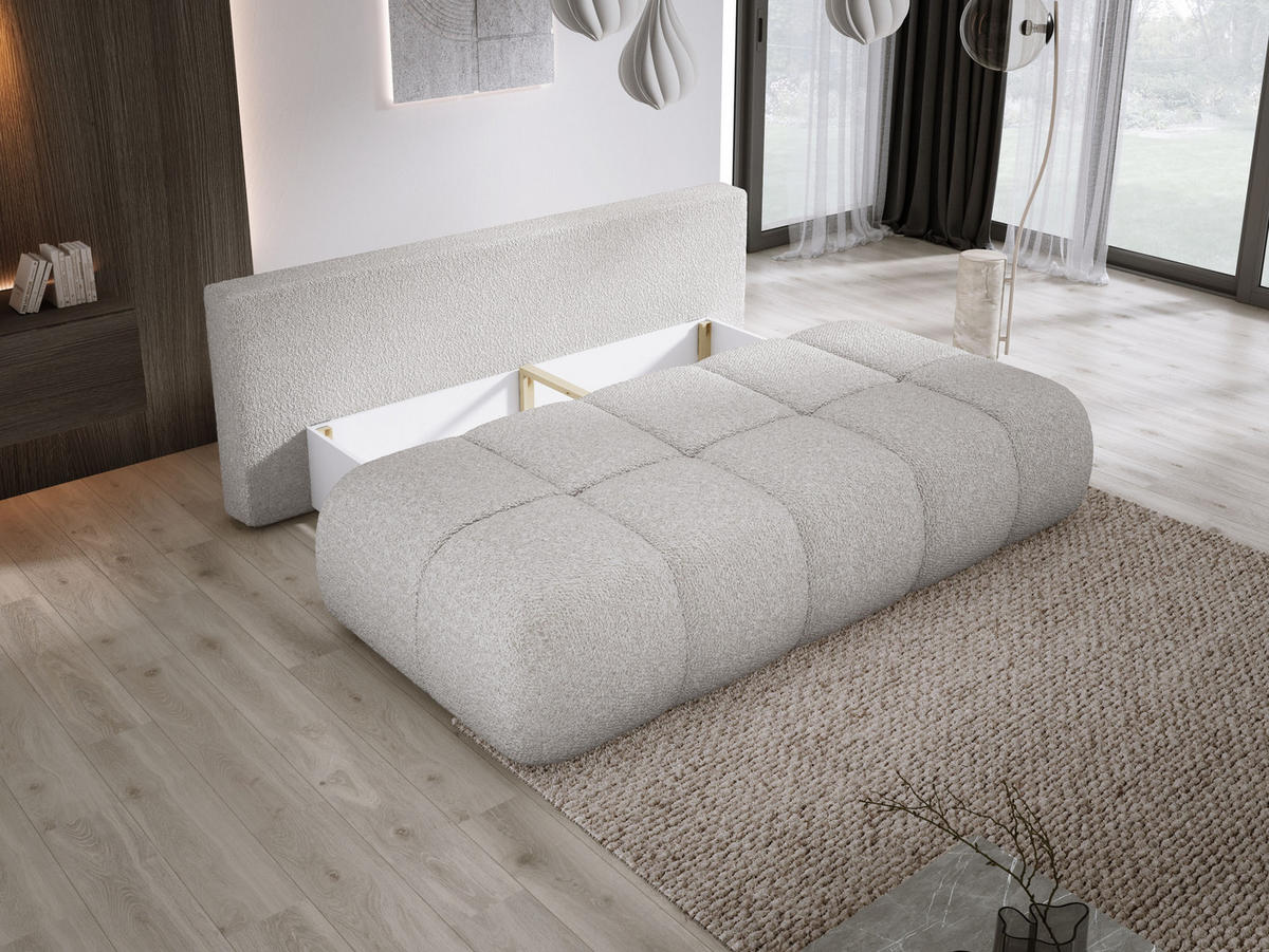 SOFA COCO MINI SCHLAFSOFA mit Bettfunktion, Anthology Stoffbezug, 2-Sitzer, freistehend, Größe: 205x105x97 cm, Hellgrau - Hellgrau, Holz/Textil (205/97/105cm) - DomoHome