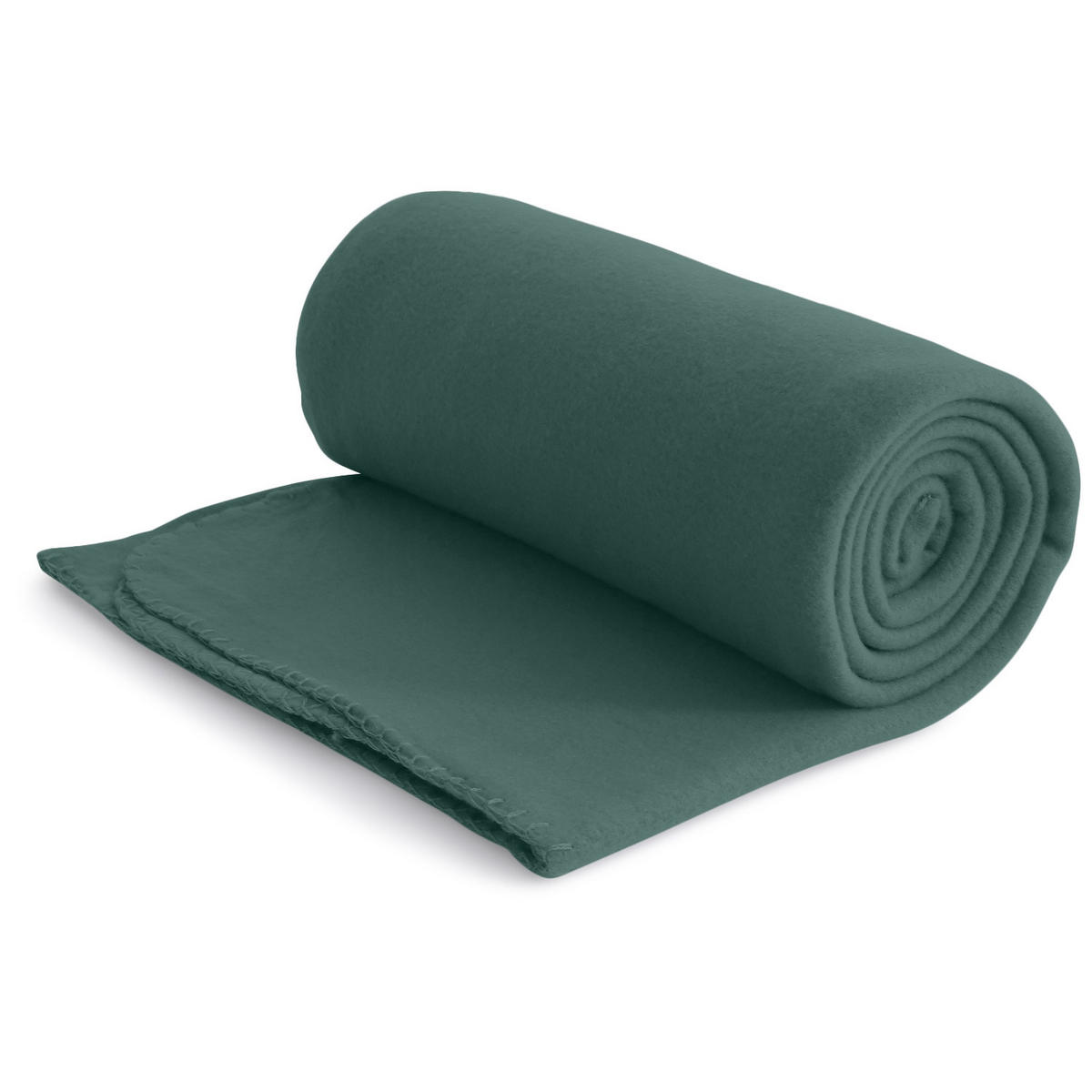 FLEECEDECKE eco-line dunkelgrün 130/160 cm aus 100% recyceltem Material Kettelrand Anti-Pilling - Dunkelgrün, Textil (130/160cm) - wometo