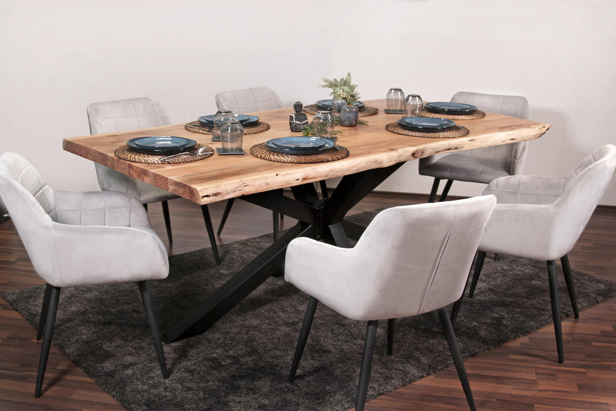 ESSTISCH CALI - Beige/Schwarz, Holz/Metall (100/220/77cm) - SAM