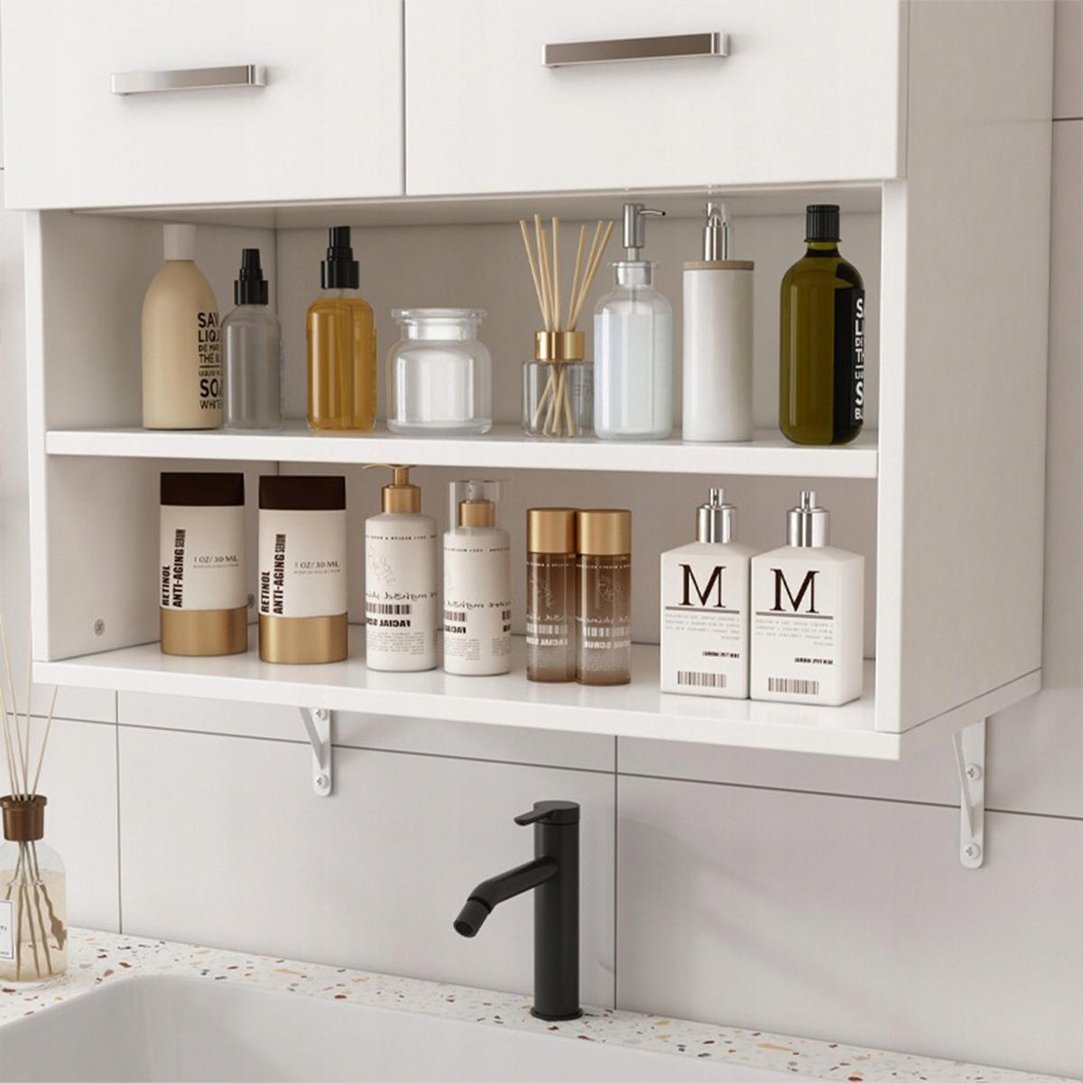 BADEZIMMERSCHRANK, weiß 30/64/90cm - Weiß, Holzwerkstoff (64/90/30cm)