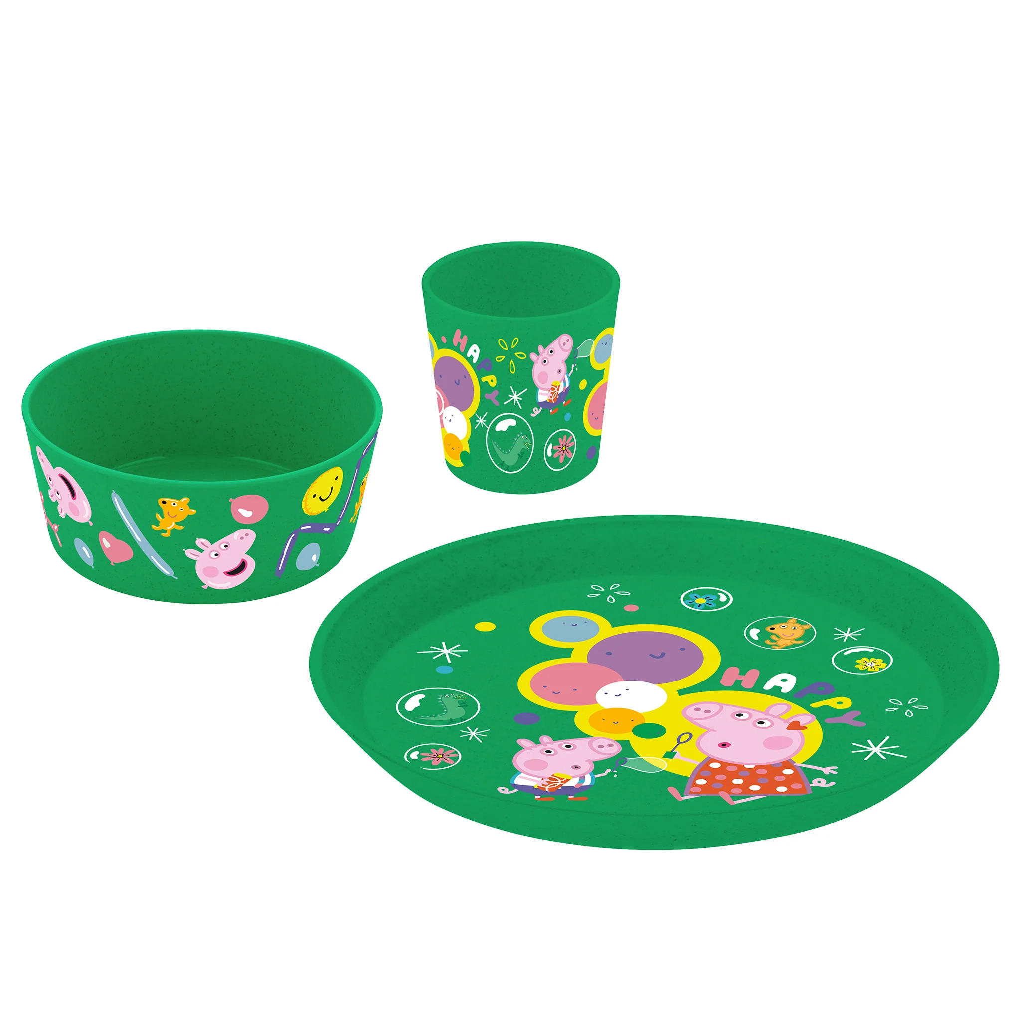 KINDERGESCHIRR-SET Peppa Pig Connect 3-teilig - Grün, Kunststoff (1/1/1cm)