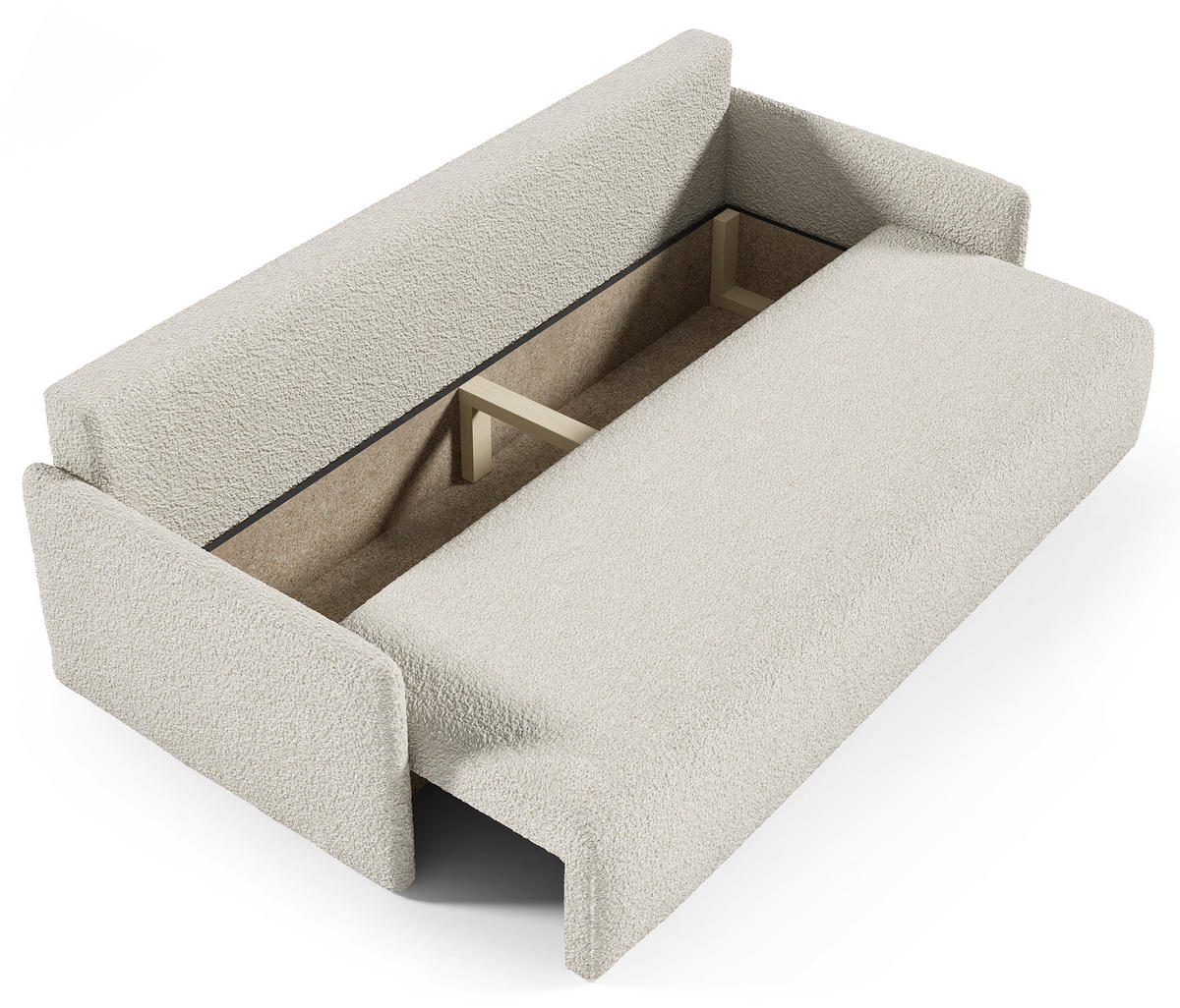 SOFA Glove Creme mit Bouclé-Bezug - Creme, Kunststoff/Textil (206/95/87cm) - Selsey